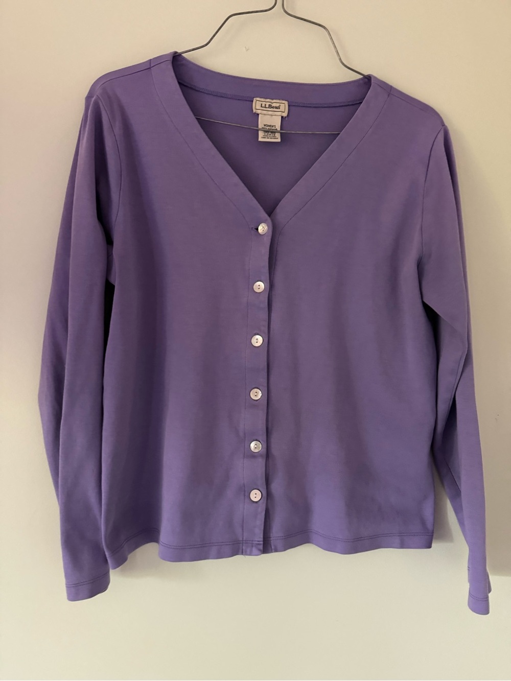 L.L. Bean Lavender Button-Front V-Neck Women's Shirt